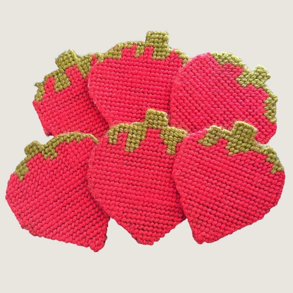 Kitschy Handmade Vintage Strawberry Coasters Cottagecore Grandmacoreβ